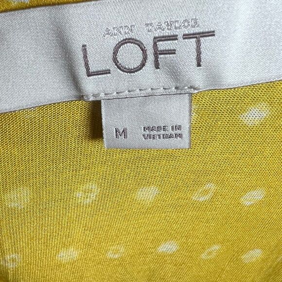 Ann Taylor Loft mustard yellow and white spotted mixed media top size medium - Picture 8 of 9